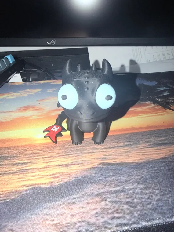 A 3D printed black dragon figure &mdash; printed by BrokenITguy CustomWorks