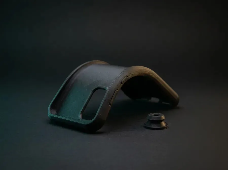 A flexible 3D print in TPU — a rubbery bumper case