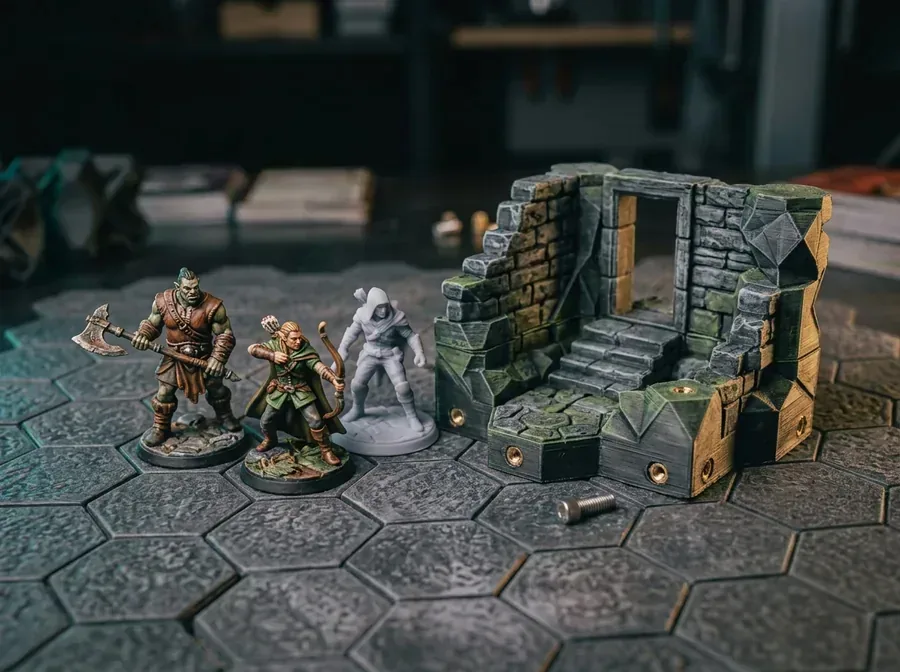 A 3D-printed tabletop figurine or gaming miniature